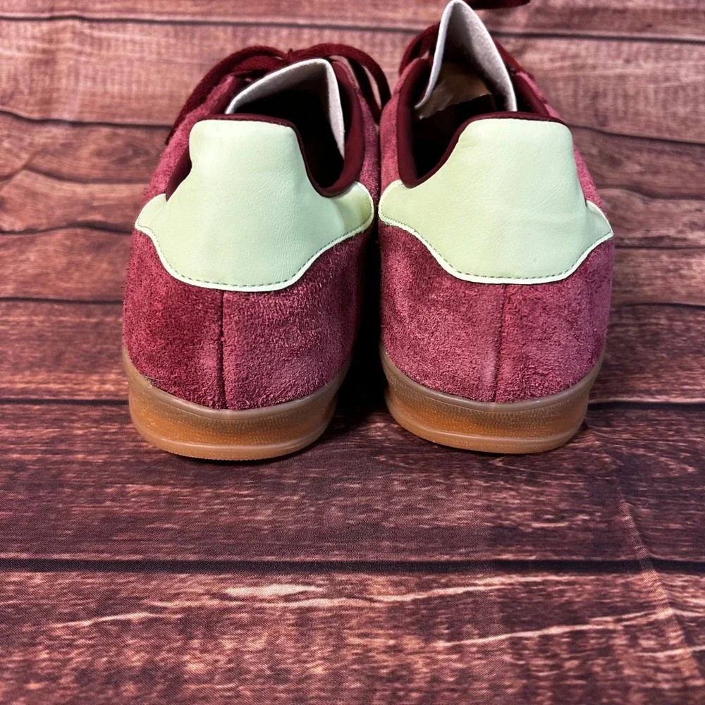 Adidas Gazelle Indoor IH7487 Burgundy Lime Green Gum Sole Mens Suede Sneakers 14